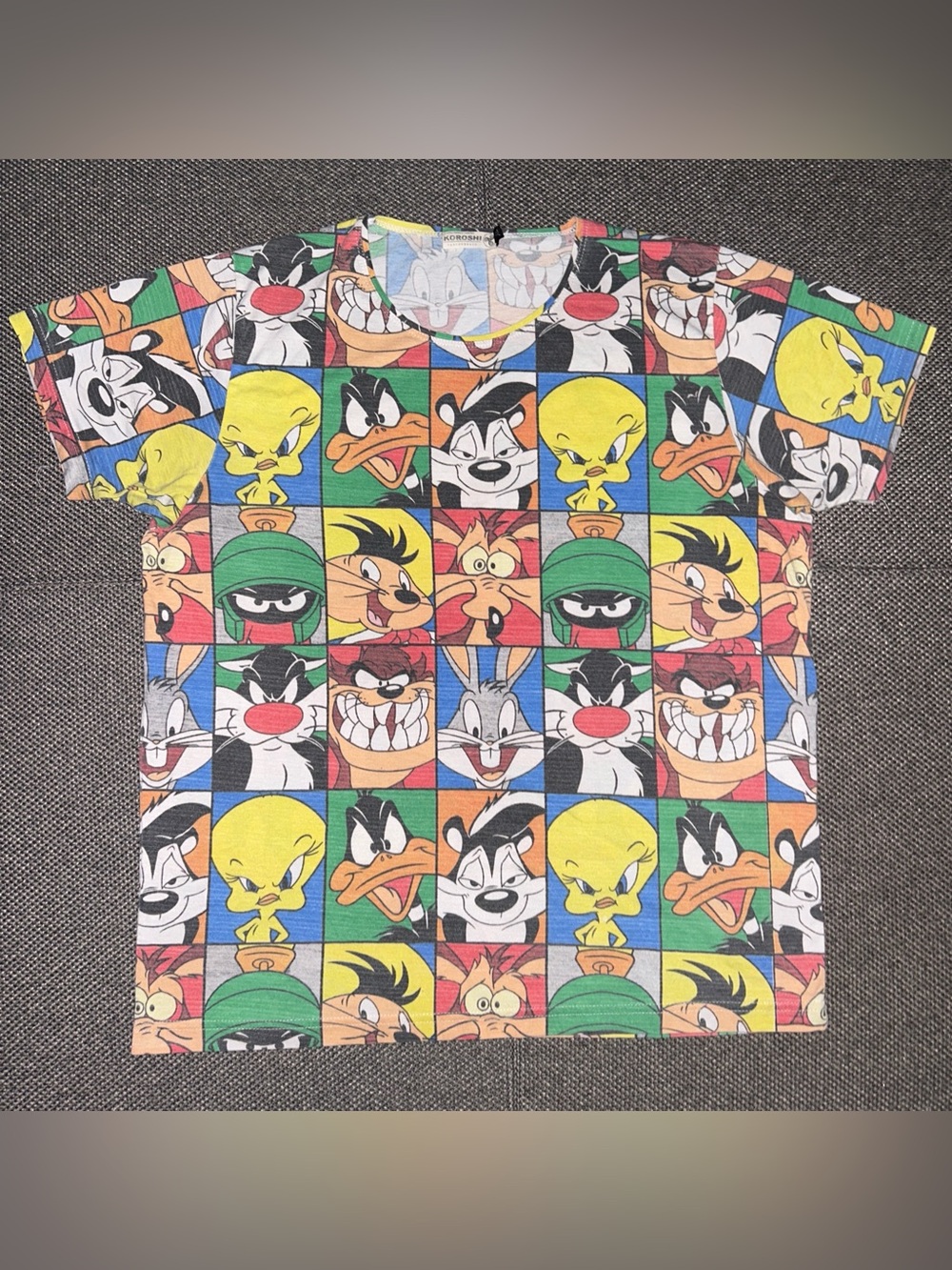Y2K Looney Tunes Multicolor Character Grid AOP Tee
